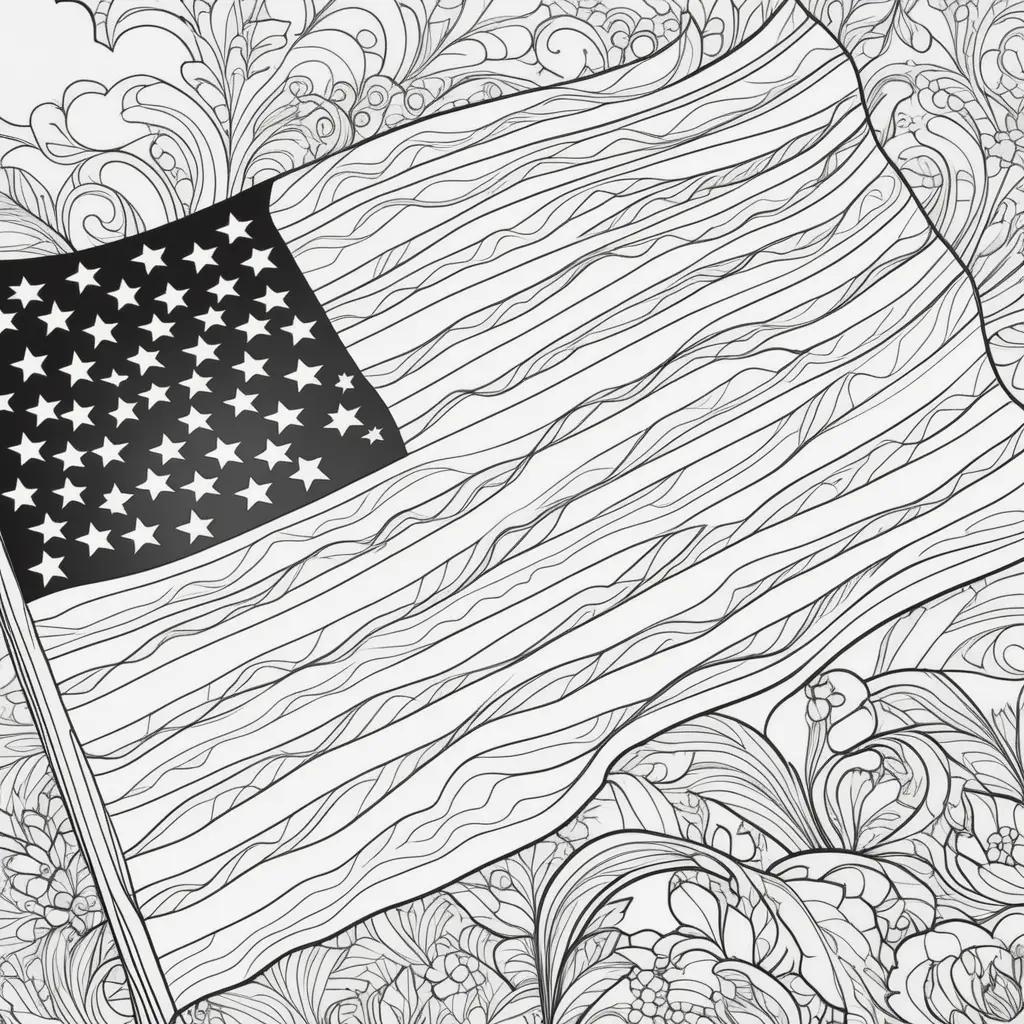 coloring page of an American flag with stars