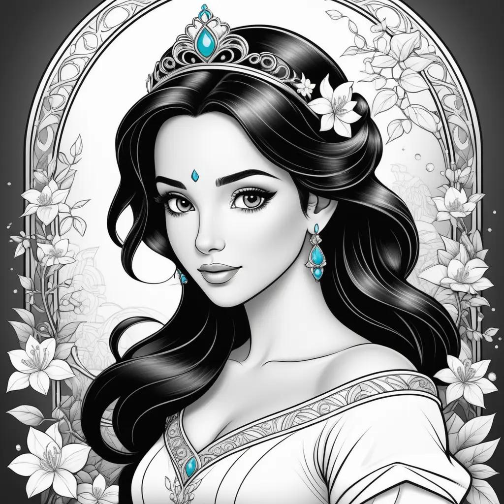 coloring page of jasmine princess