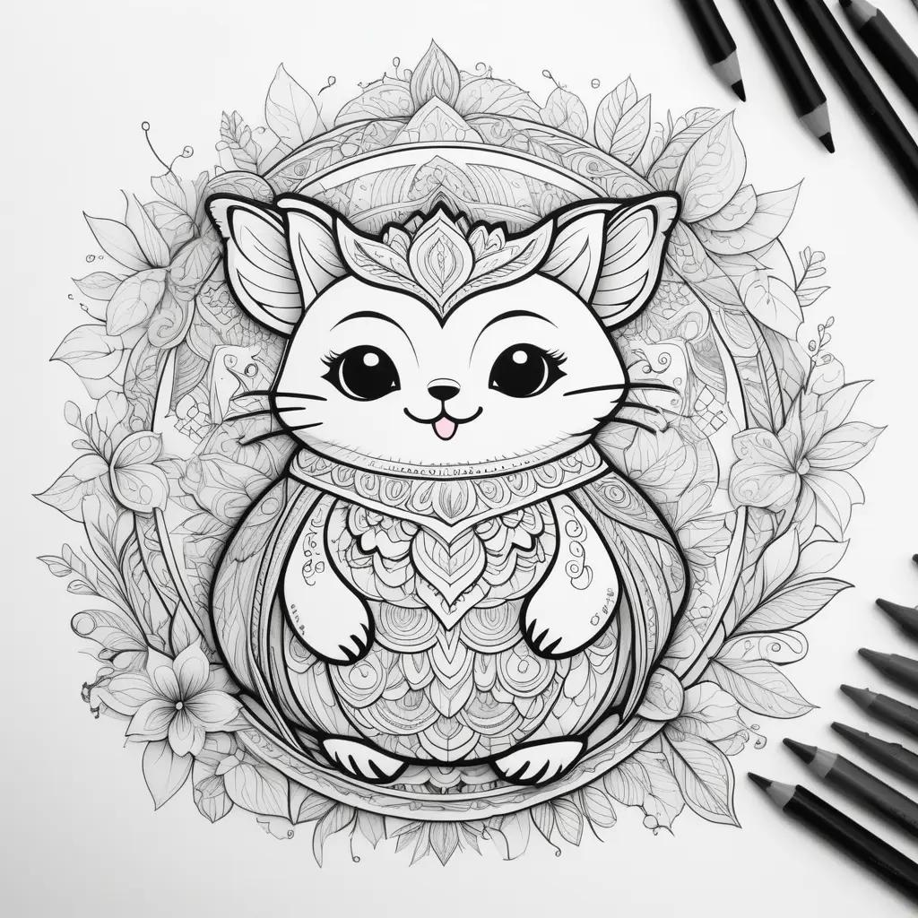 coloring page with a cute cat that looks like it wants to hug you