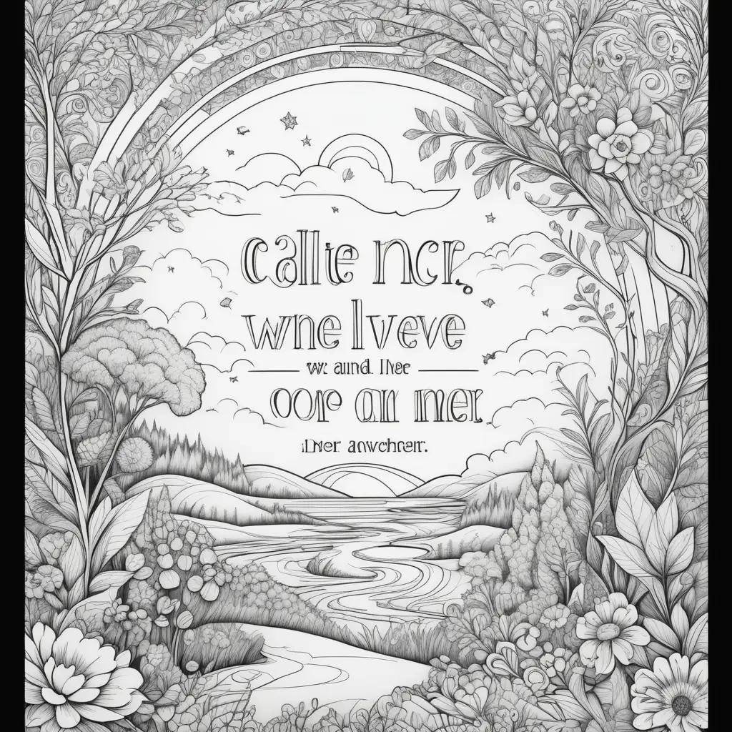 coloring page with a quote about love and nature