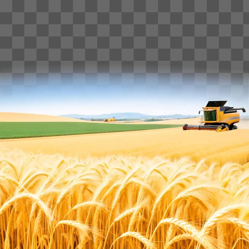 小麦畑のコンバイン