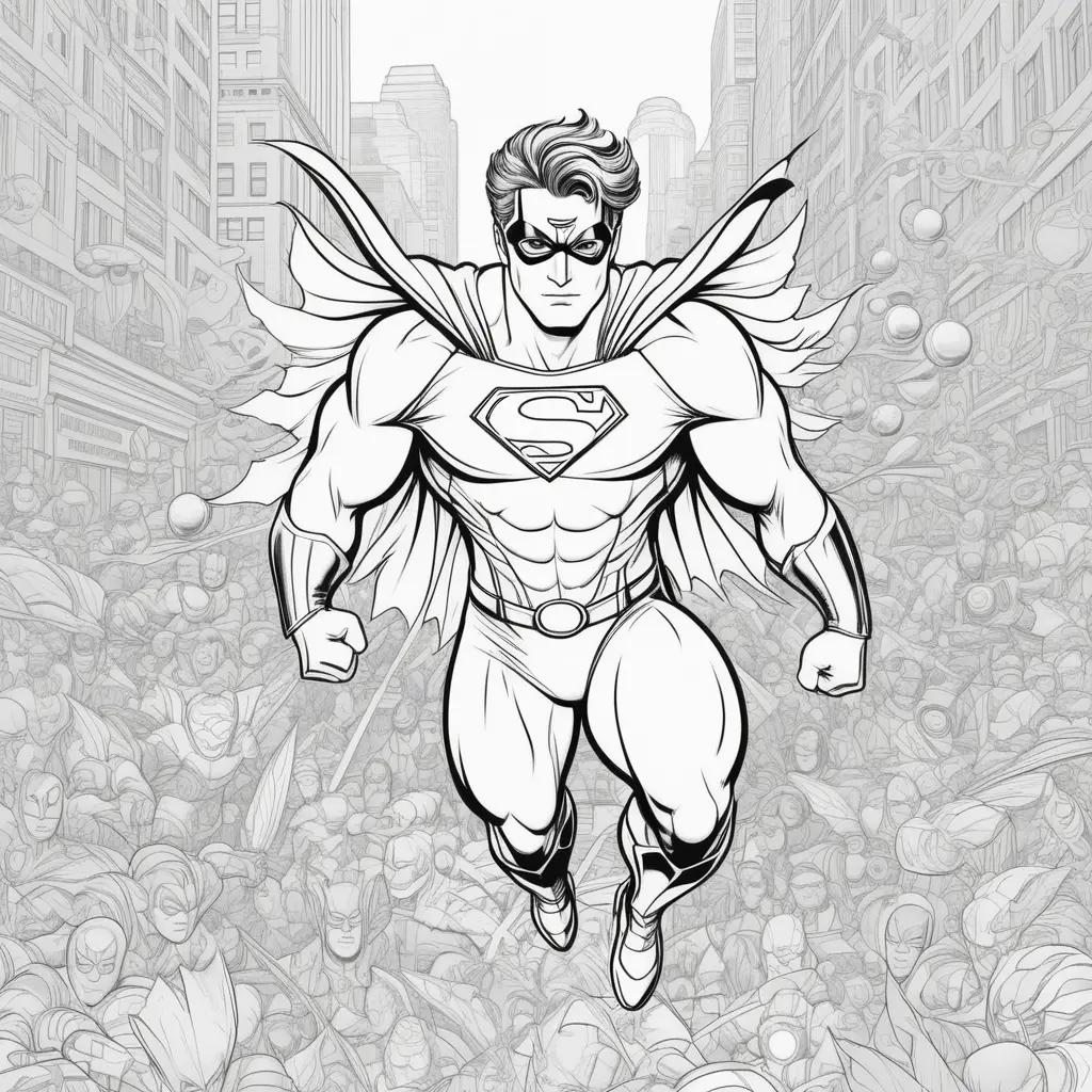 comic coloring page featuring a superhero with a cape