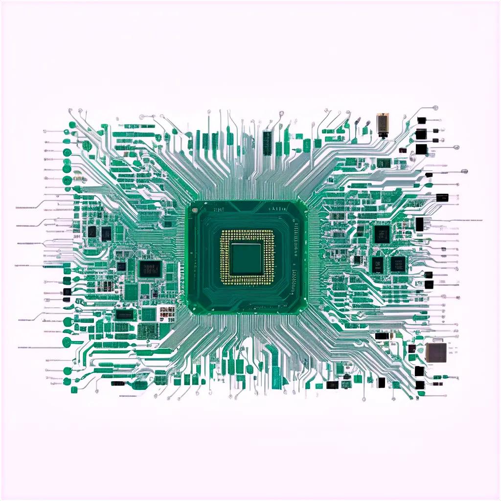 computer circuit board design with a square center