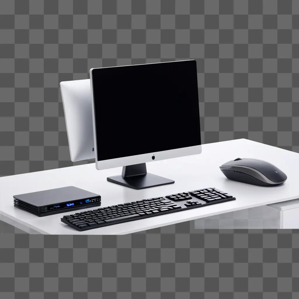 computer desktop with a keyboard and mouse