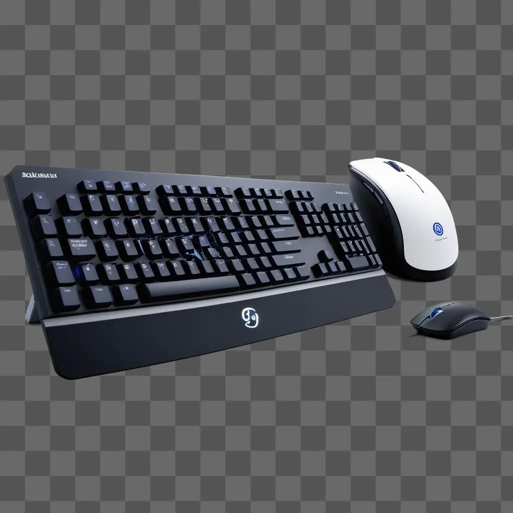 computer keyboard and mouse sit on a dark desktop