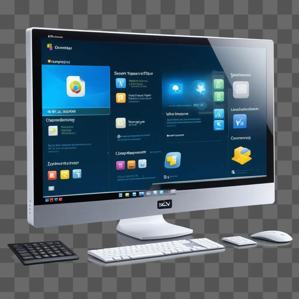 computer monitor displaying a transparent wallpaper