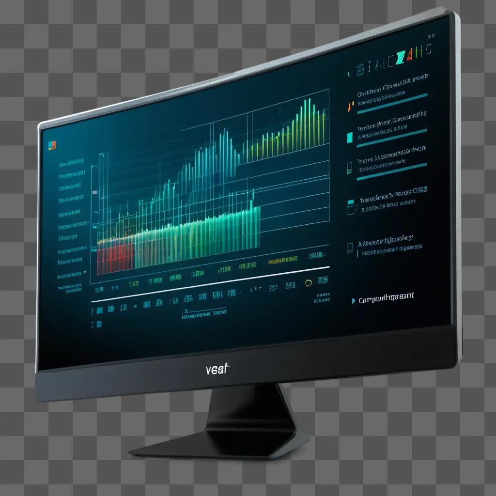 computer monitor with a transparent background on a dark background