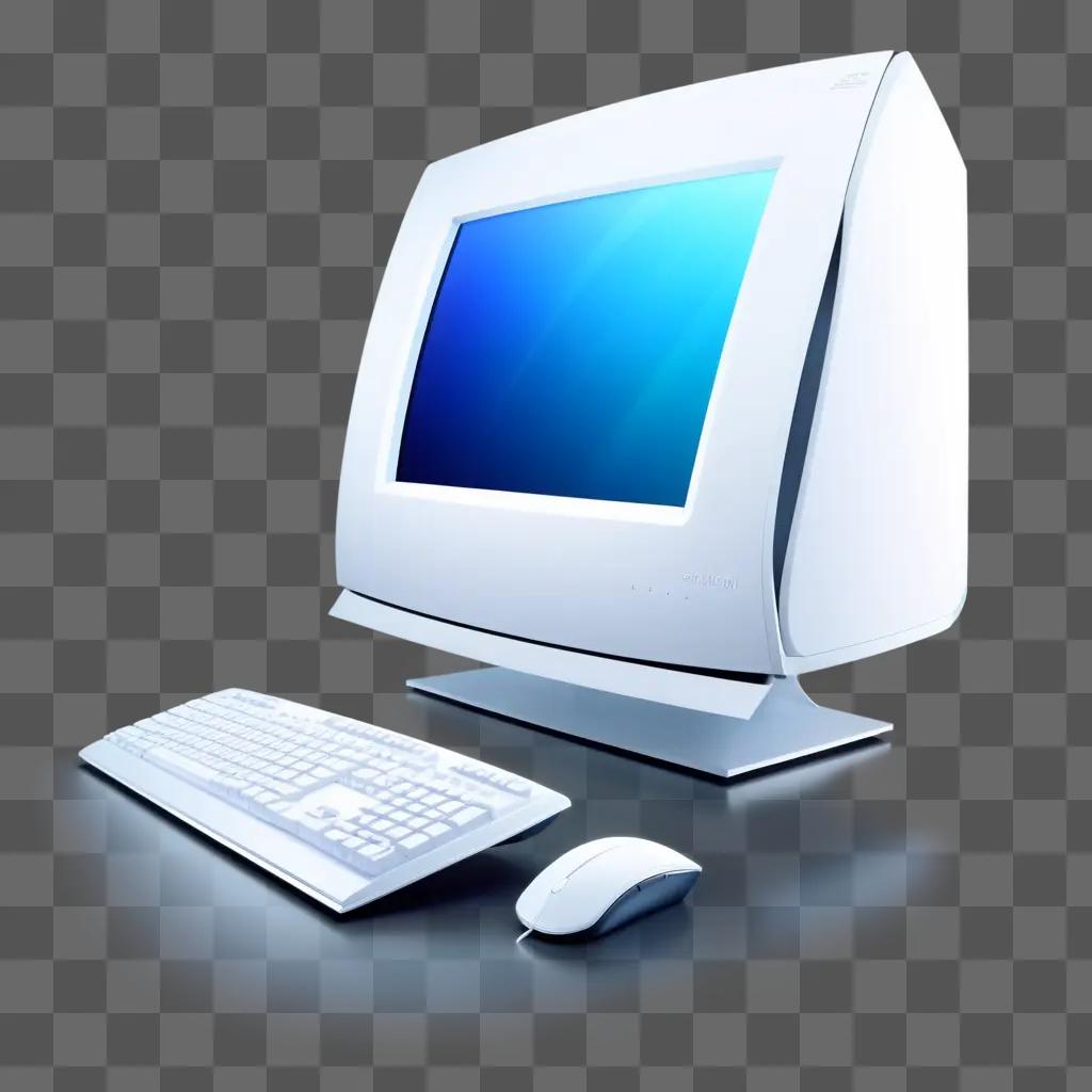 computer with a white keyboard and mouse