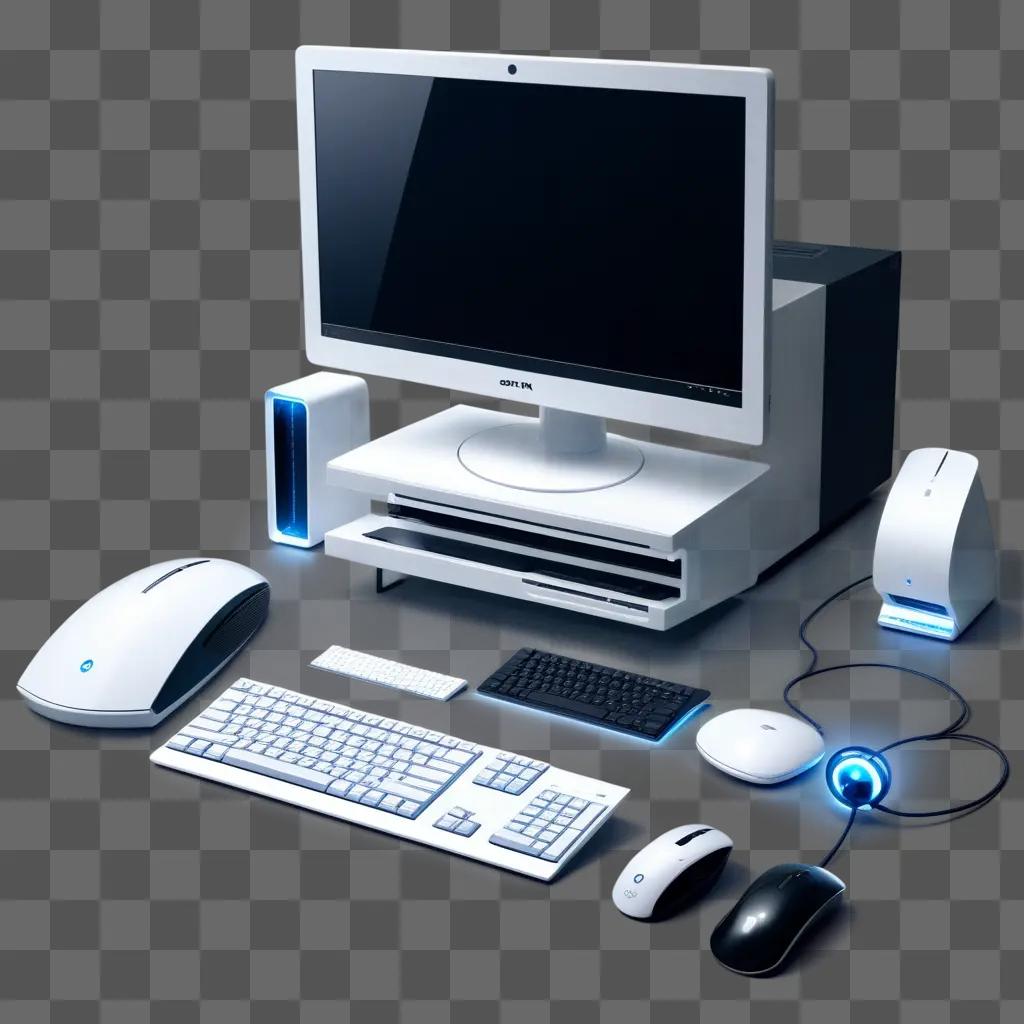 computer workstation with a monitor, keyboard, and mouse