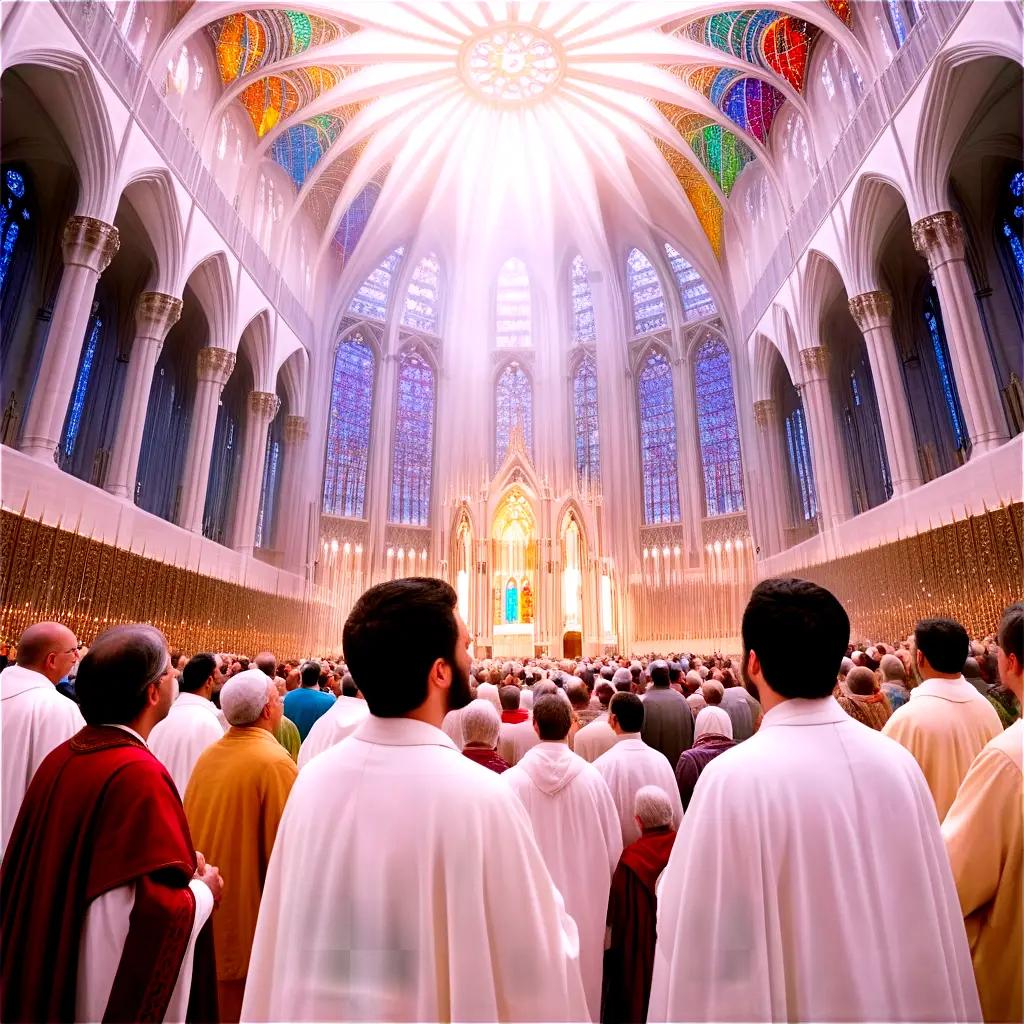 congregation of worshippers in a church