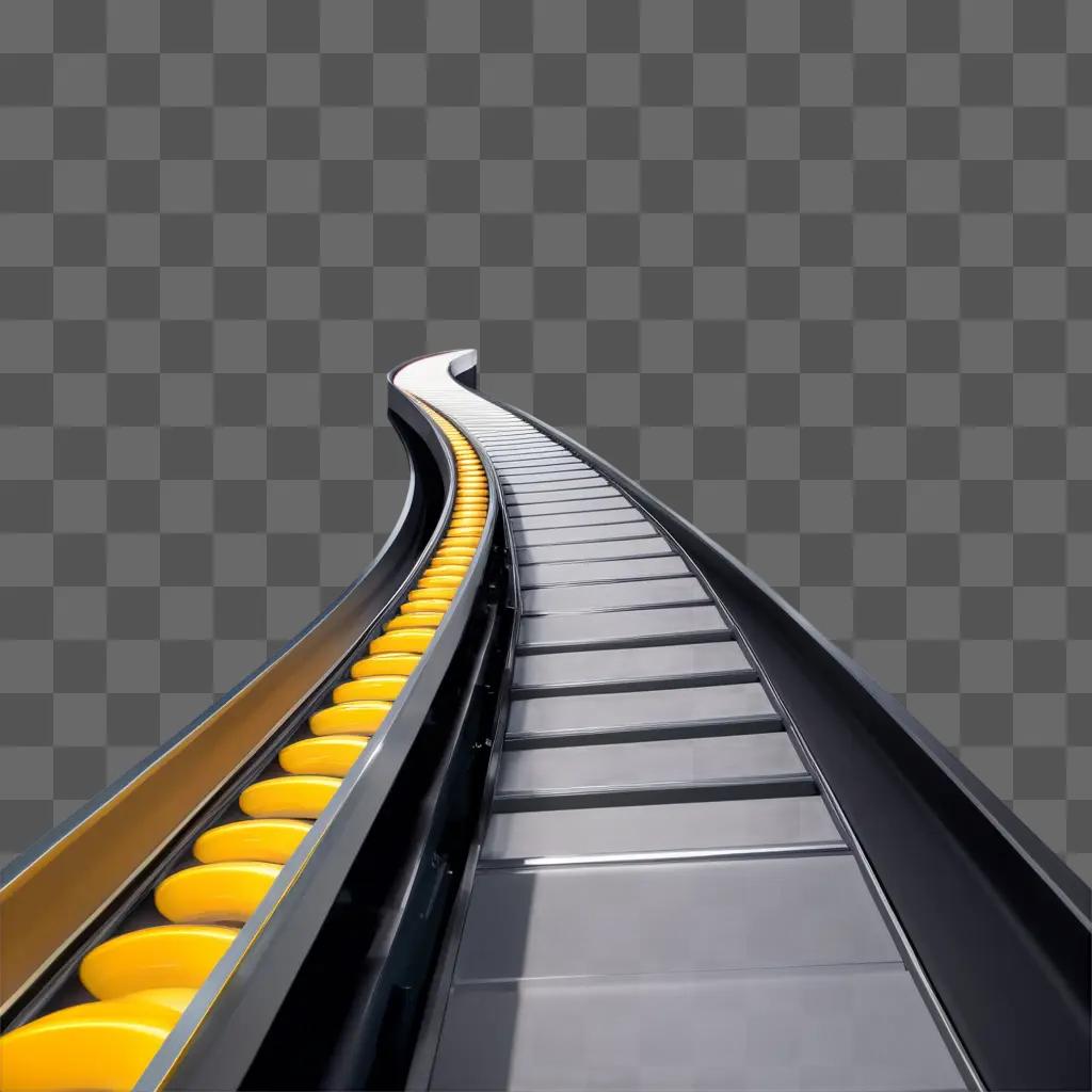 conveyor belt carries yellow objects in a tunnel