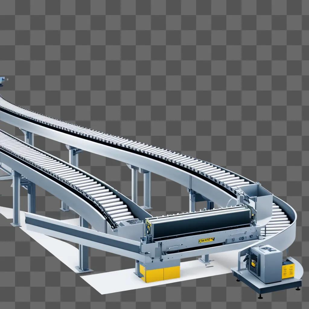 conveyor belt is in motion with a car in front of it