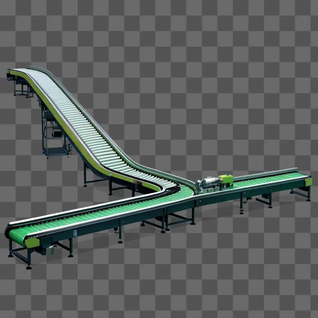 conveyor belt with a curved design on a grey background