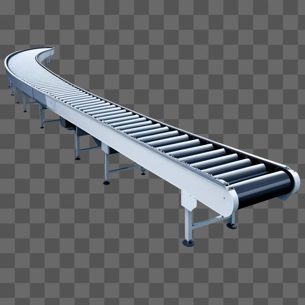 conveyor belt with black bars on a gray background