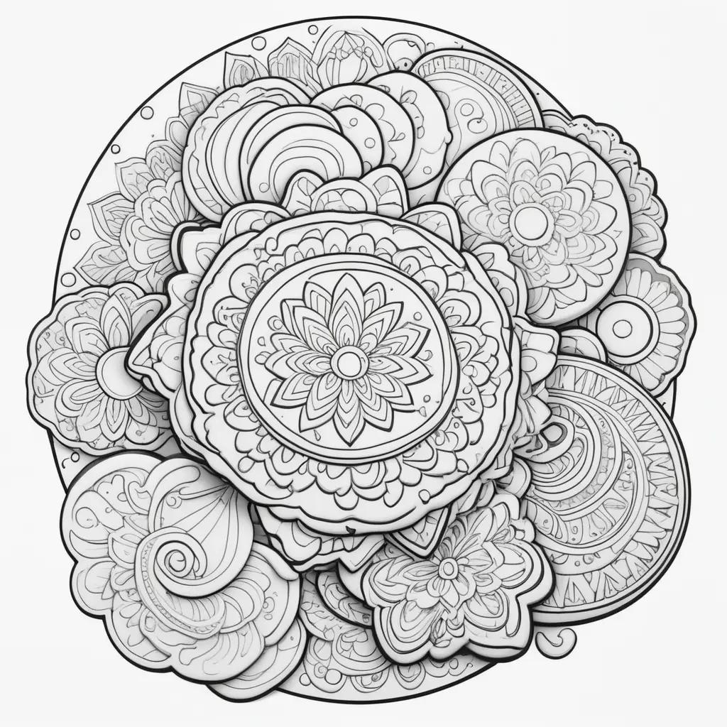 cookie coloring page with a lot of different designs