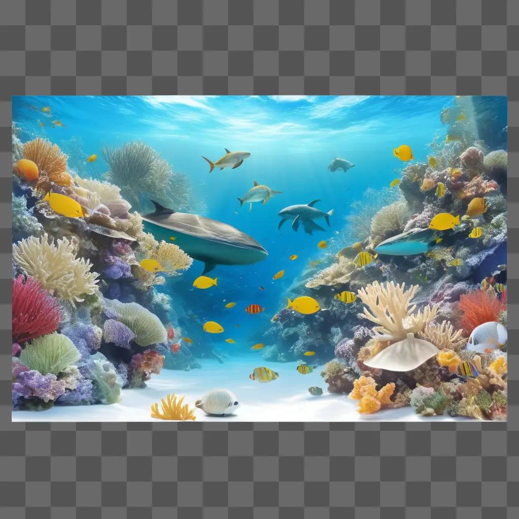 coral reef filled with various fish and colorful plants