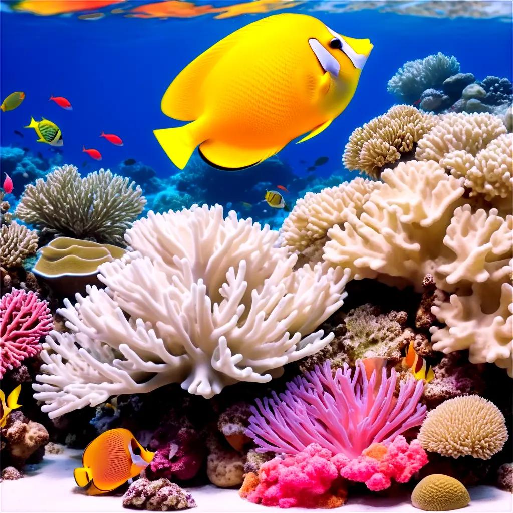 coral reef teeming with tropical fish and coral