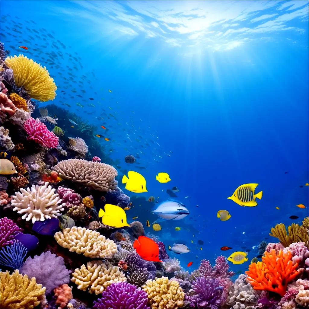 coral reef teeming with tropical fish and corals