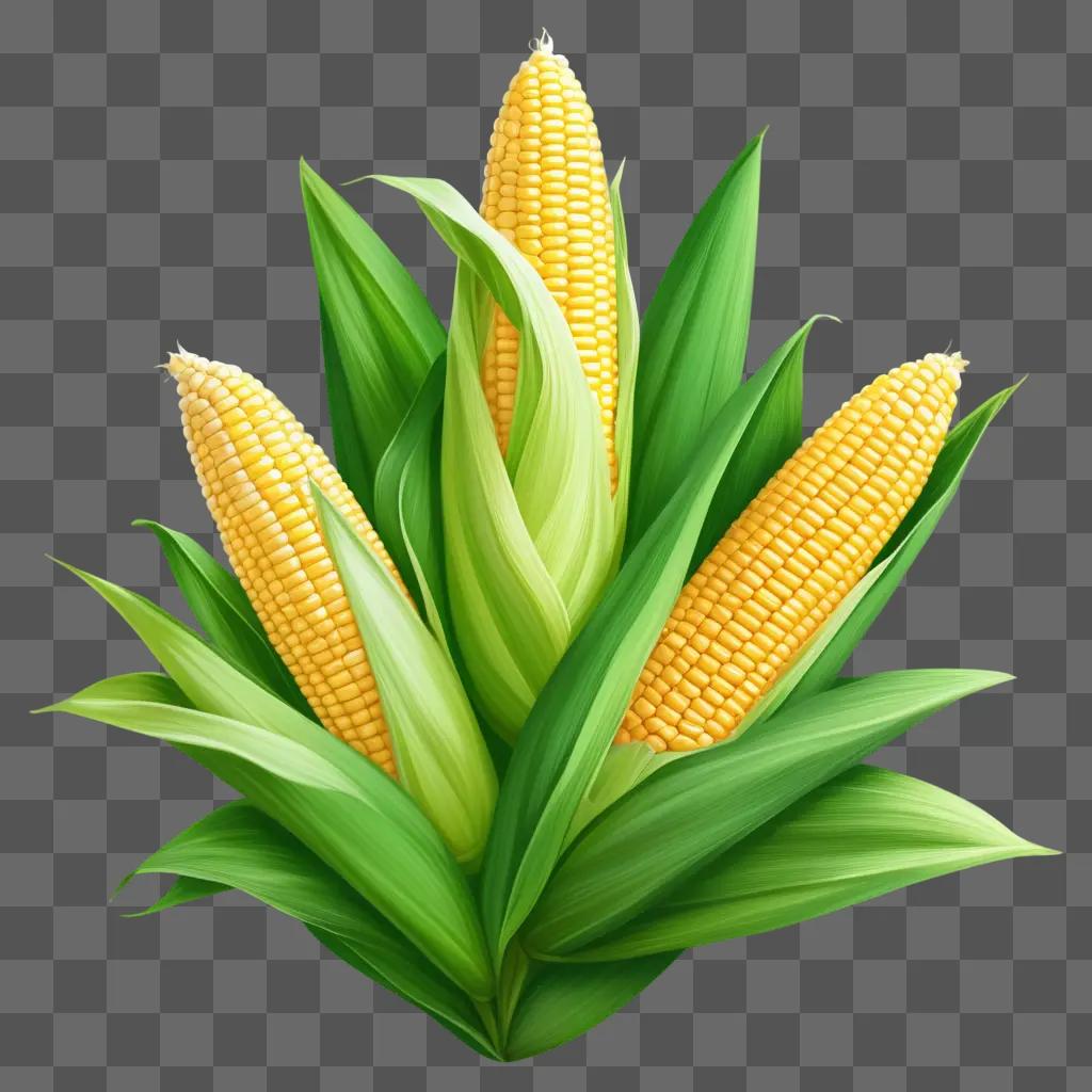 corn plant with four ears of corn