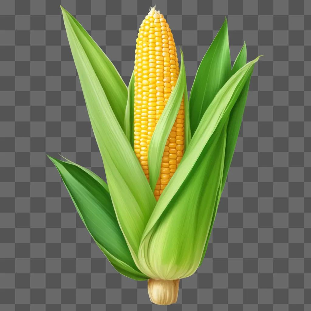 corn stalk with a corn ear on top