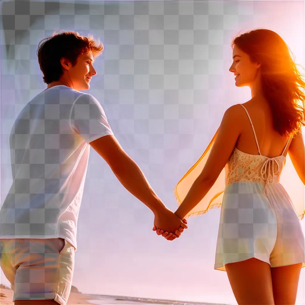 couple holding hands on a beach