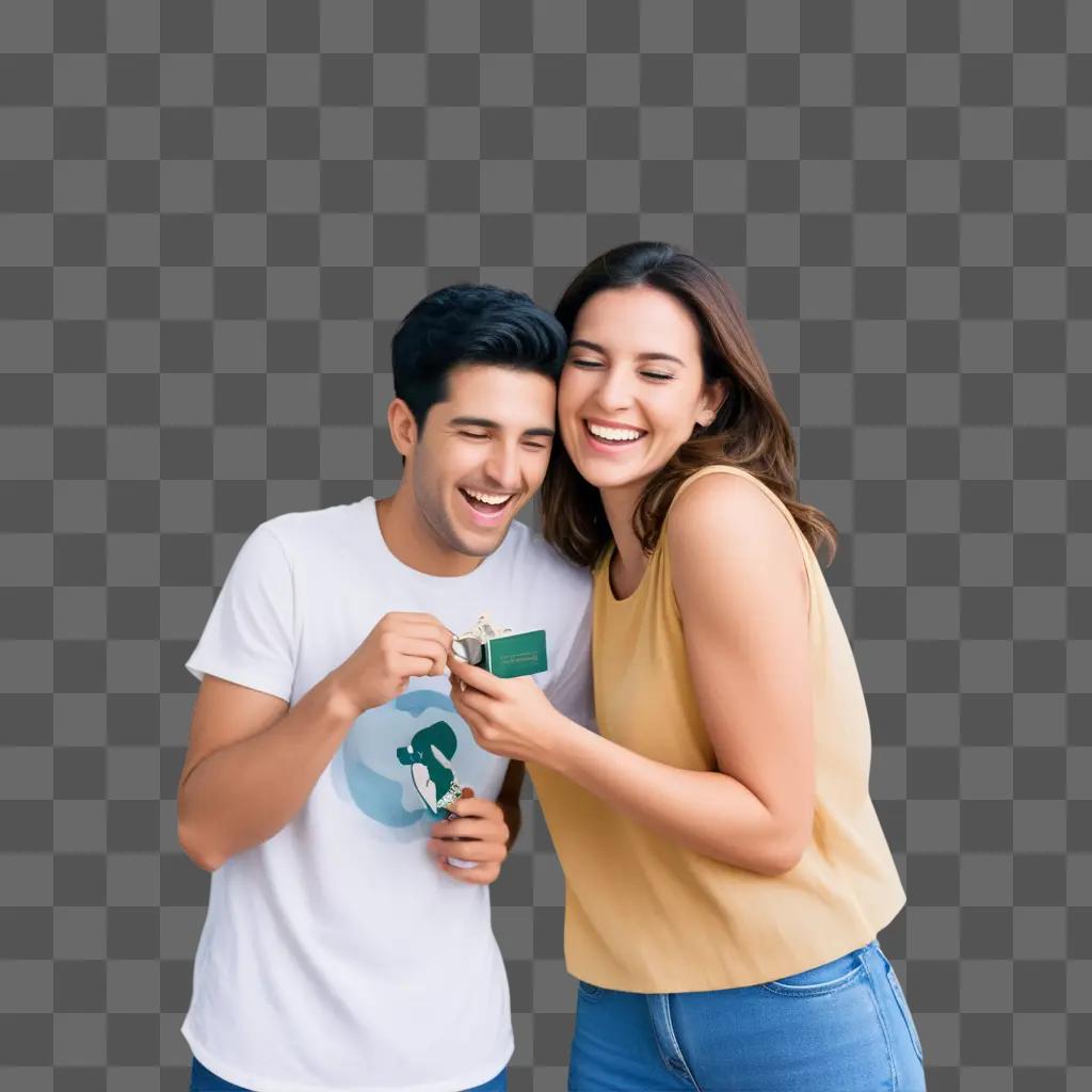 couple posing for a photo, their smiles radiating happiness