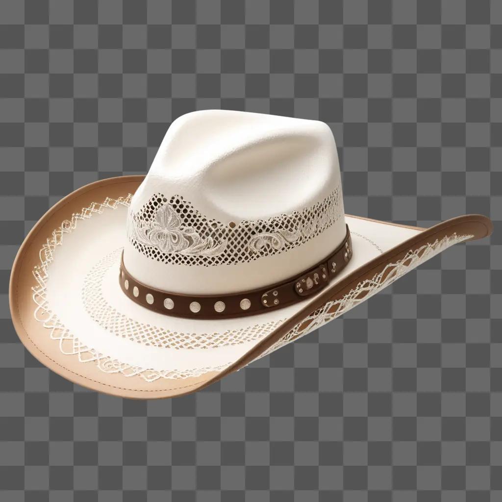 cowboy hat is worn on a white background