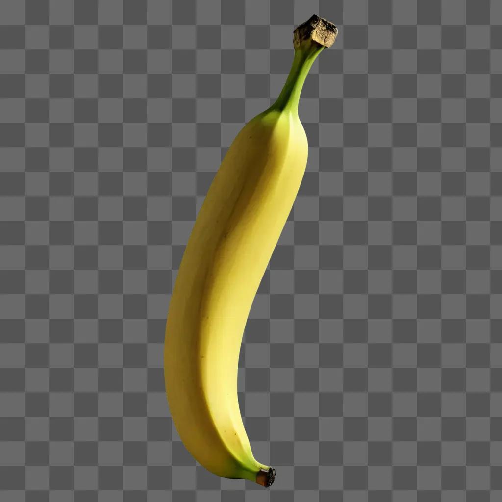 coy banana drawing A greenish yellow banana on a yellow background