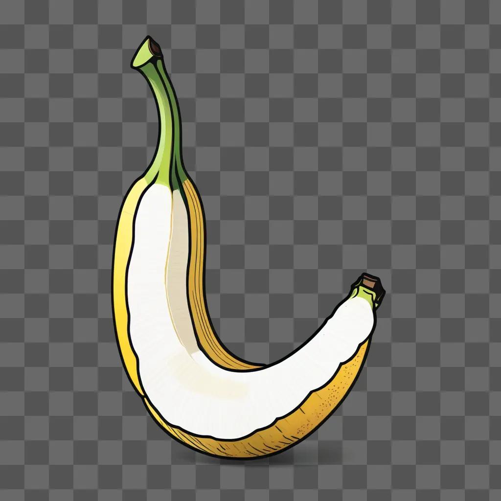 coy banana drawing with a green stem