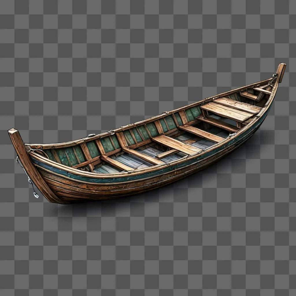 恥ずかしがり屋のボートの描画木製のボートは暗い表面にあります