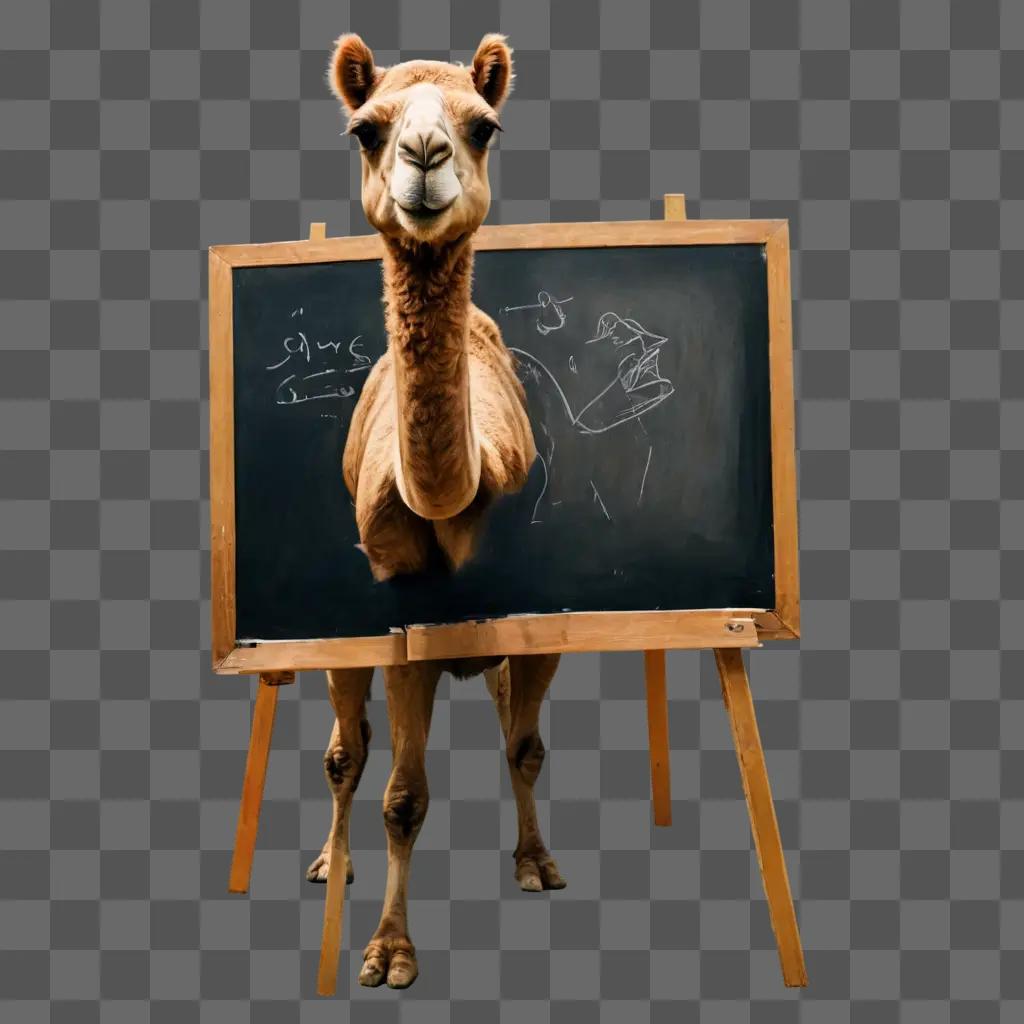 coy camel drawing Camel on a chalkboard with a drawing of a lion