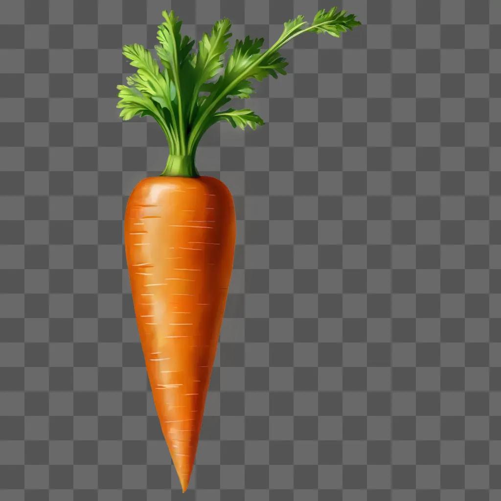 coy carrot drawing A carrot with a green leafy stem