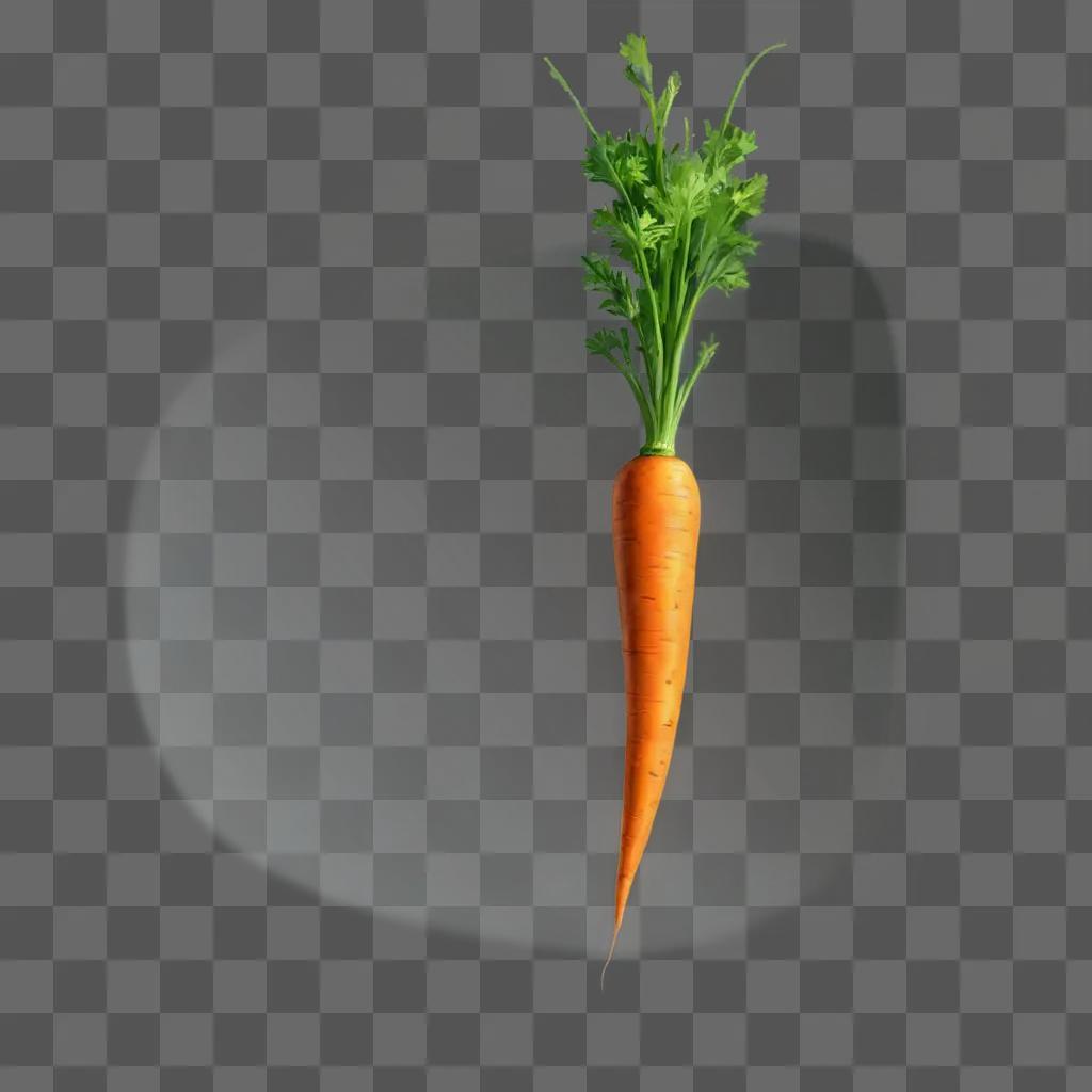 coy carrot drawing A carrot with a green stem sits on a plate