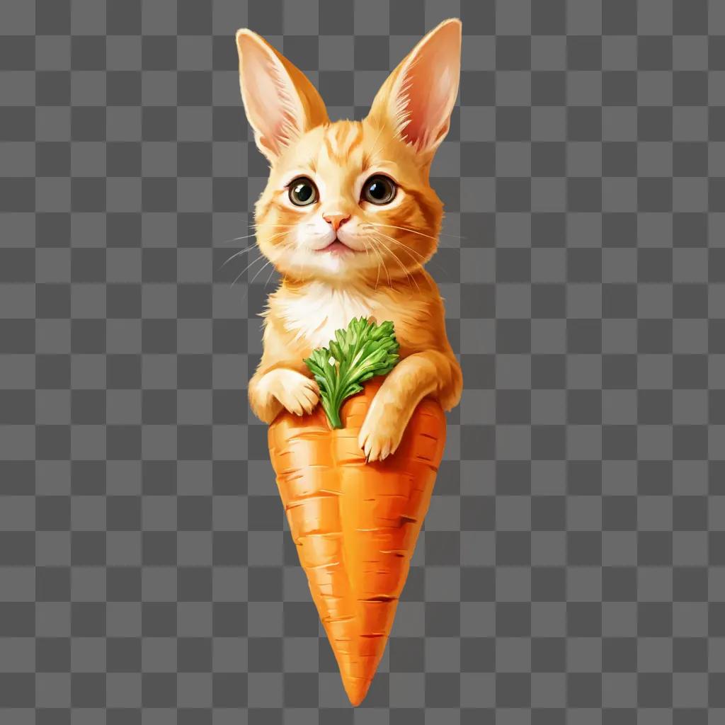 coy carrot drawing A cute kitten sitting in a carrot