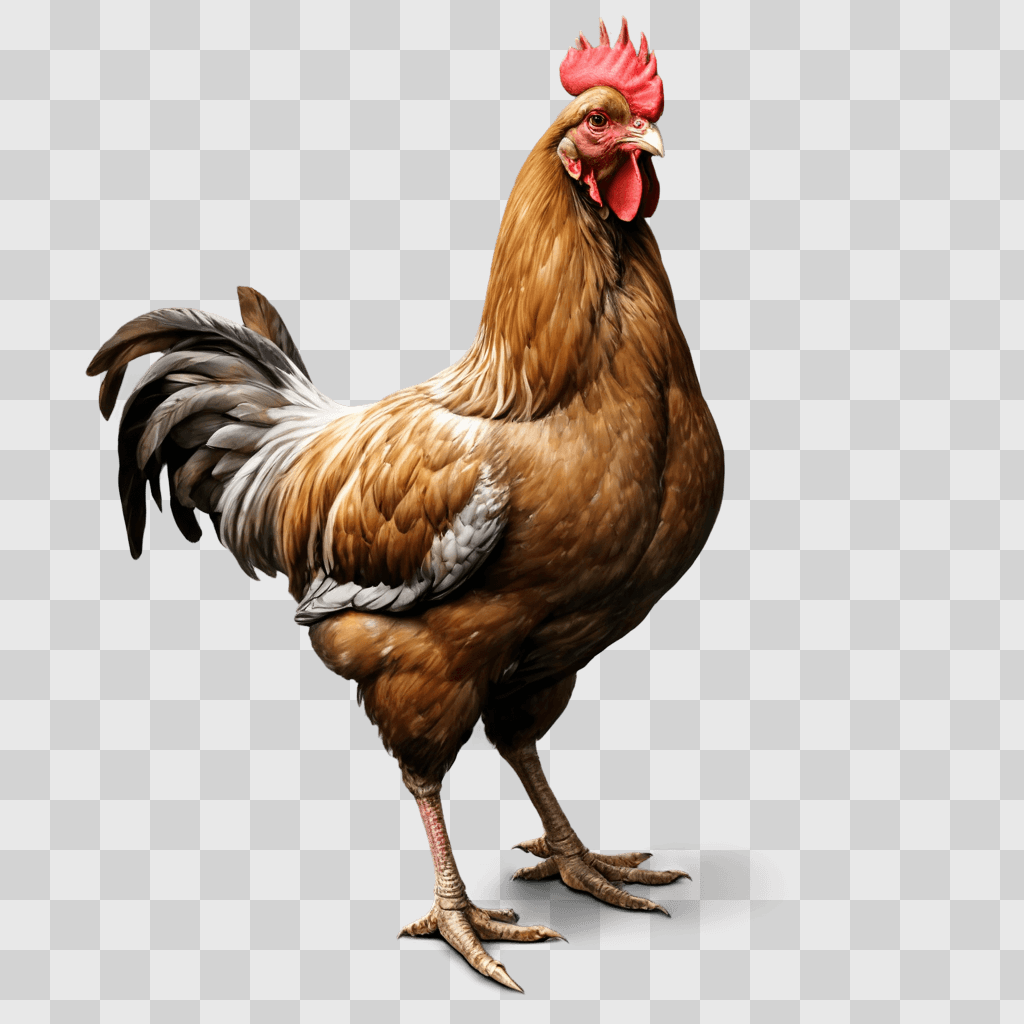 coy chicken drawing A rooster with a red crest on its head