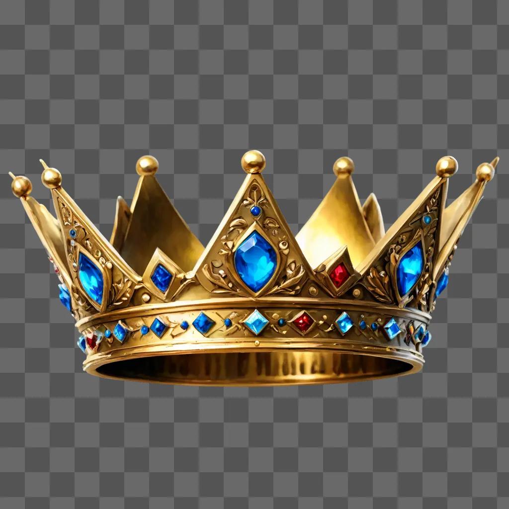 coy crown drawing A gold crown with blue jewels