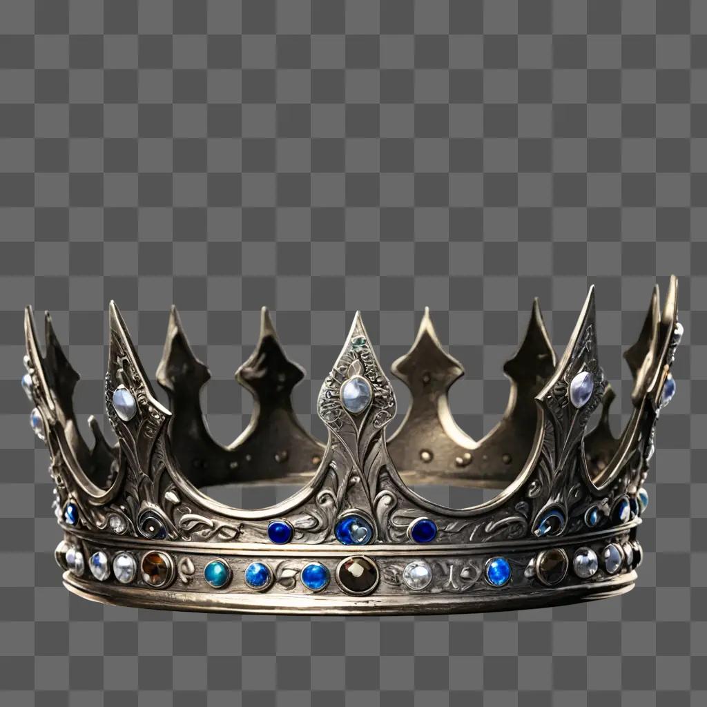 coy crown drawing Silver crown with blue and brown gems