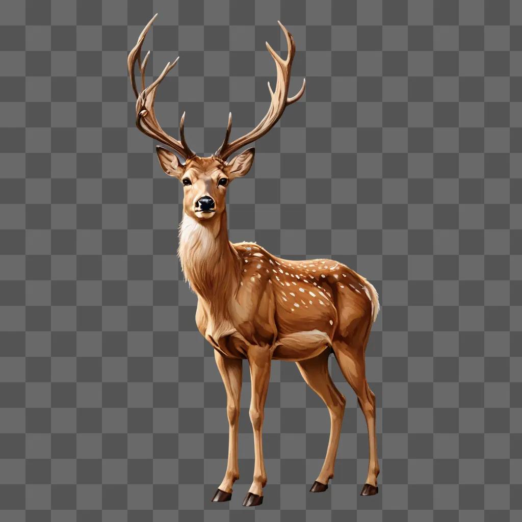 coy deer drawing A deer with white spots on its body and head