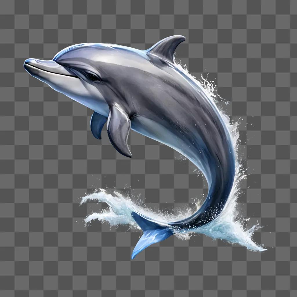 coy dolphin drawing A dolphin in the air with a blue splash