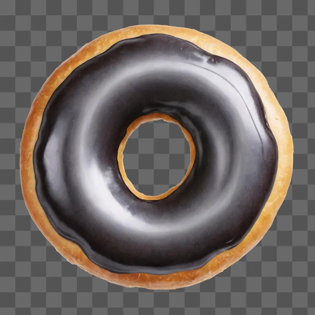 coy donut drawing A chocolate frosted doughnut with a light reflecting off of it