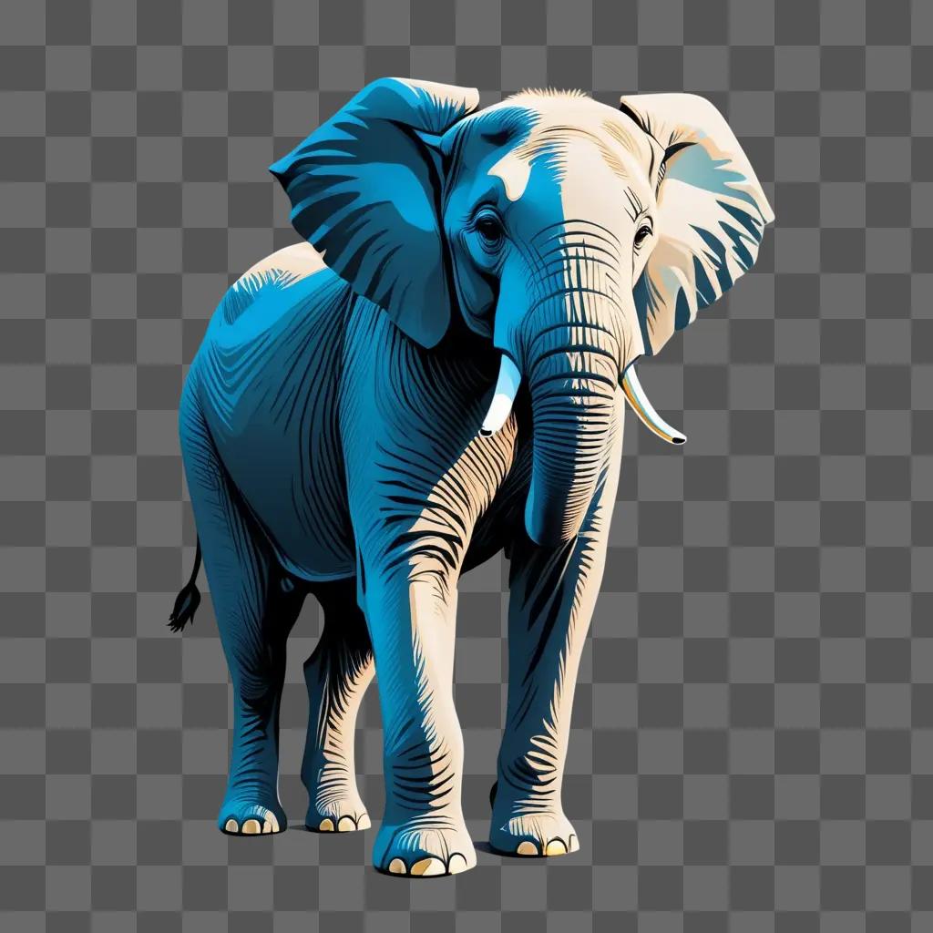 coy elephant drawing with a light blue background