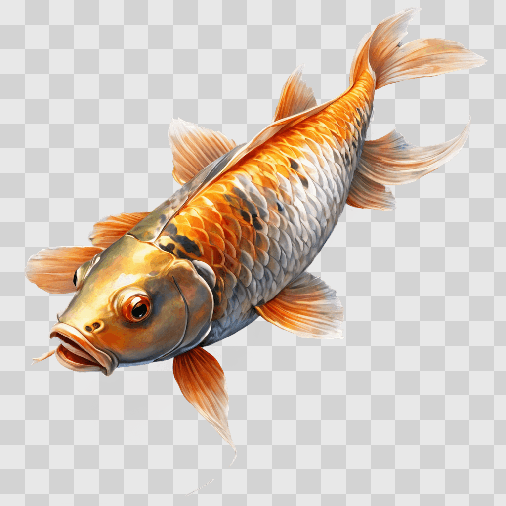 coy fish drawing A beautiful fish with orange and white color