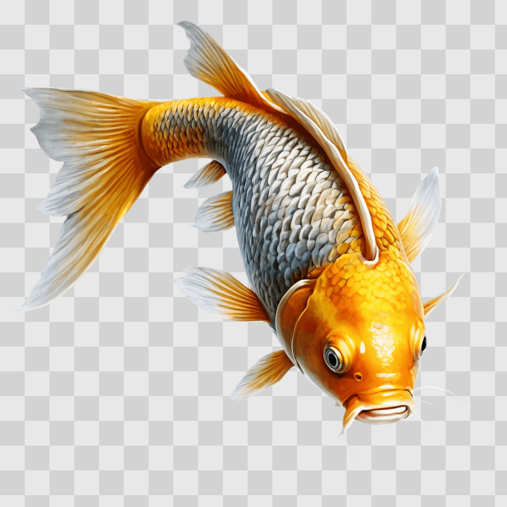 coy fish drawing A koi fish with a golden and white body