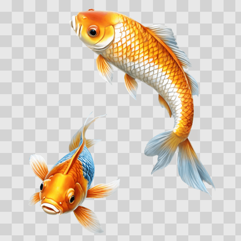 coy fish drawing Two fish swimming together on a beige background