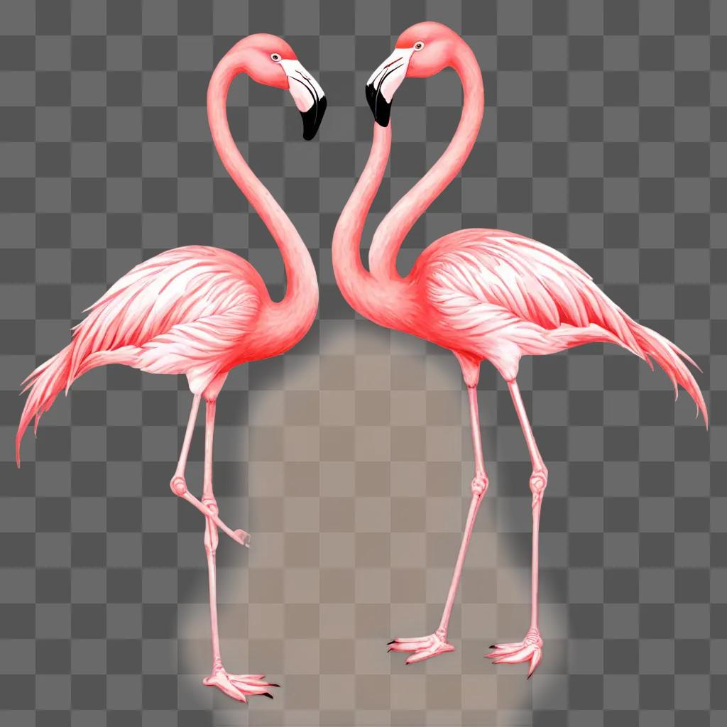 coy flamingos drawing Flamingos make a heart in pink