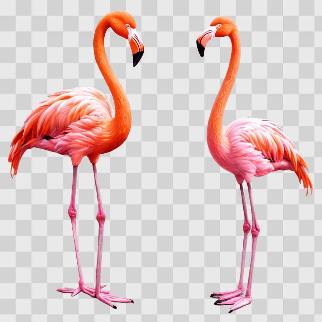 coy flamingos drawing Two pink flamingos stand close together