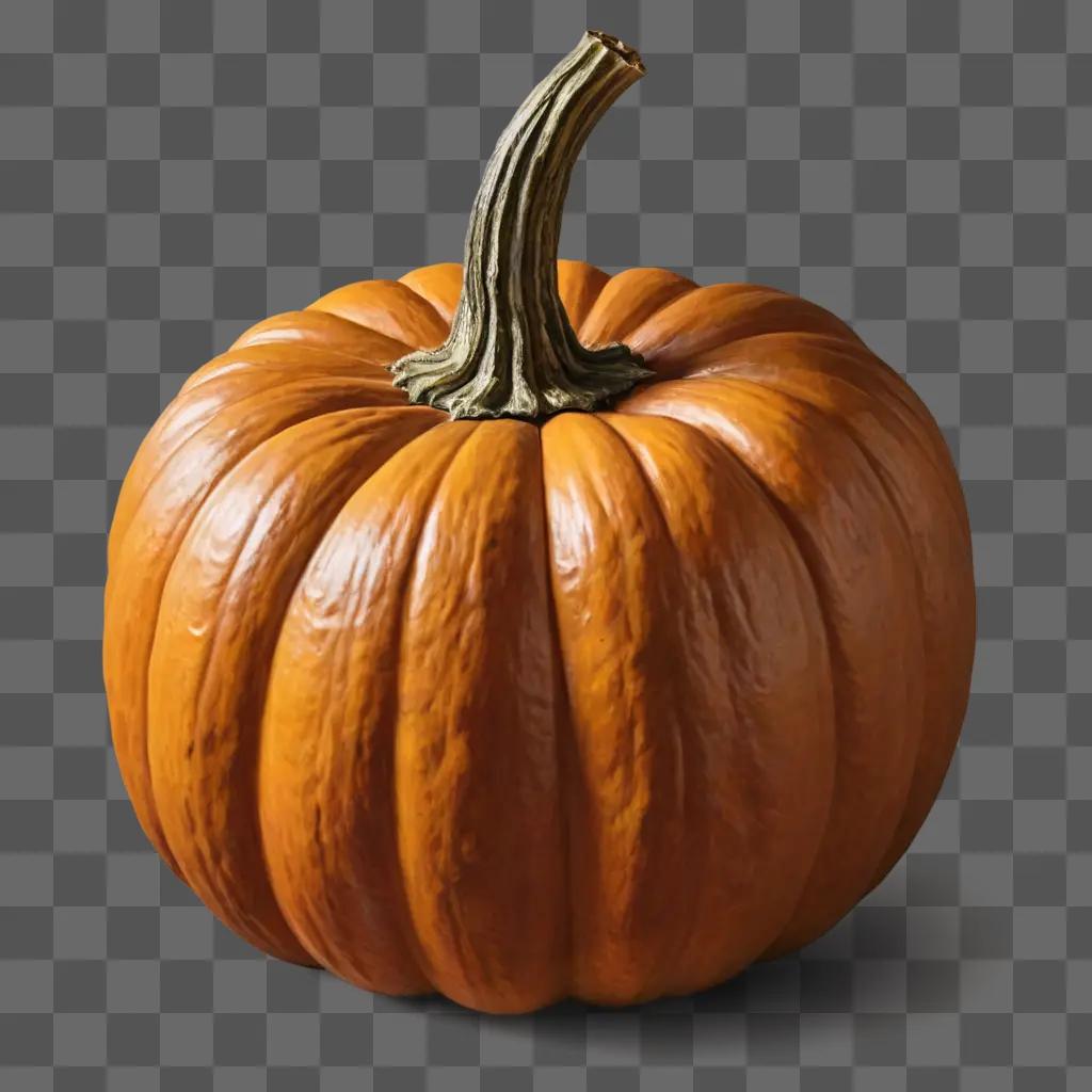 coy pumpkin drawing A large pumpkin with a long stem on a brown background