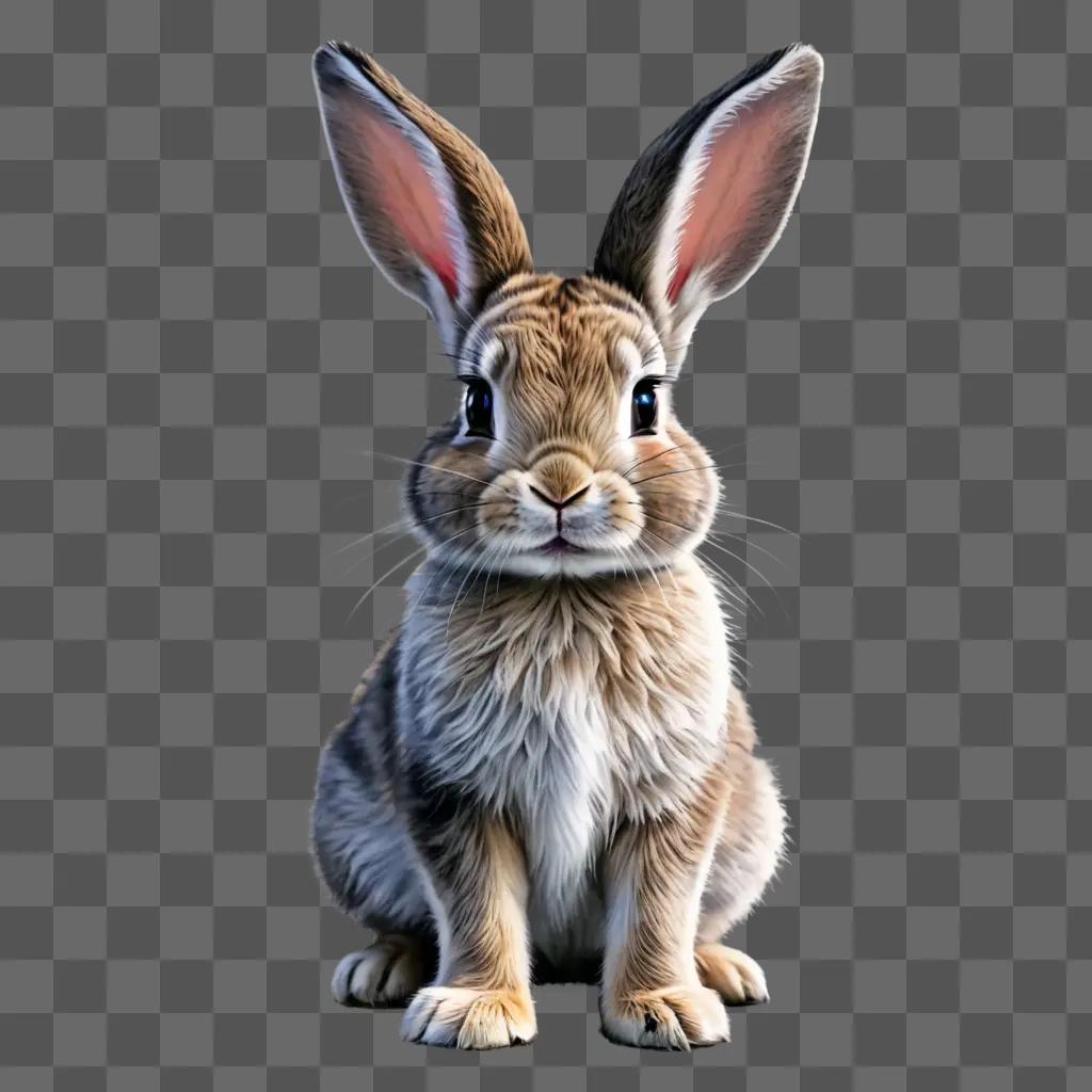 coy rabbit drawing A cute rabbit sits on a grey background