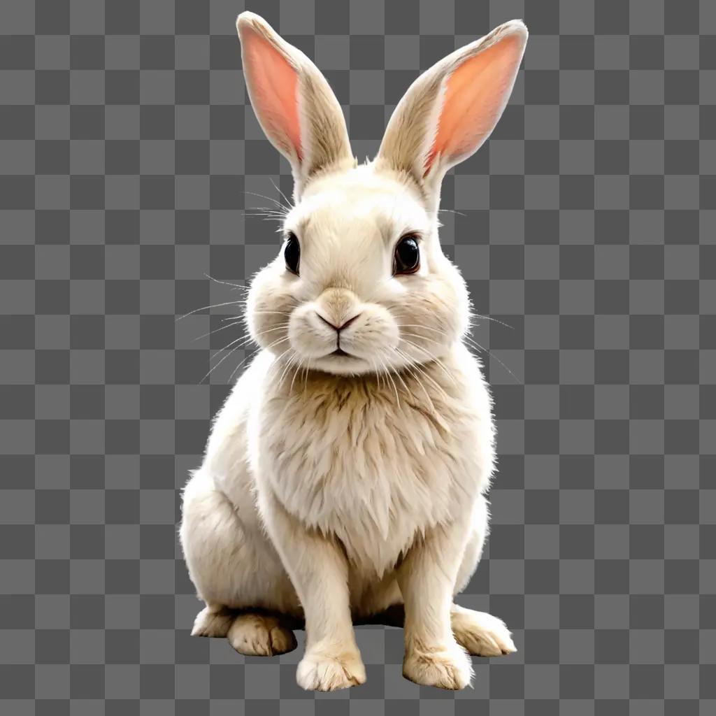 coy rabbit drawing A fluffy white rabbit sits in front of a beige background