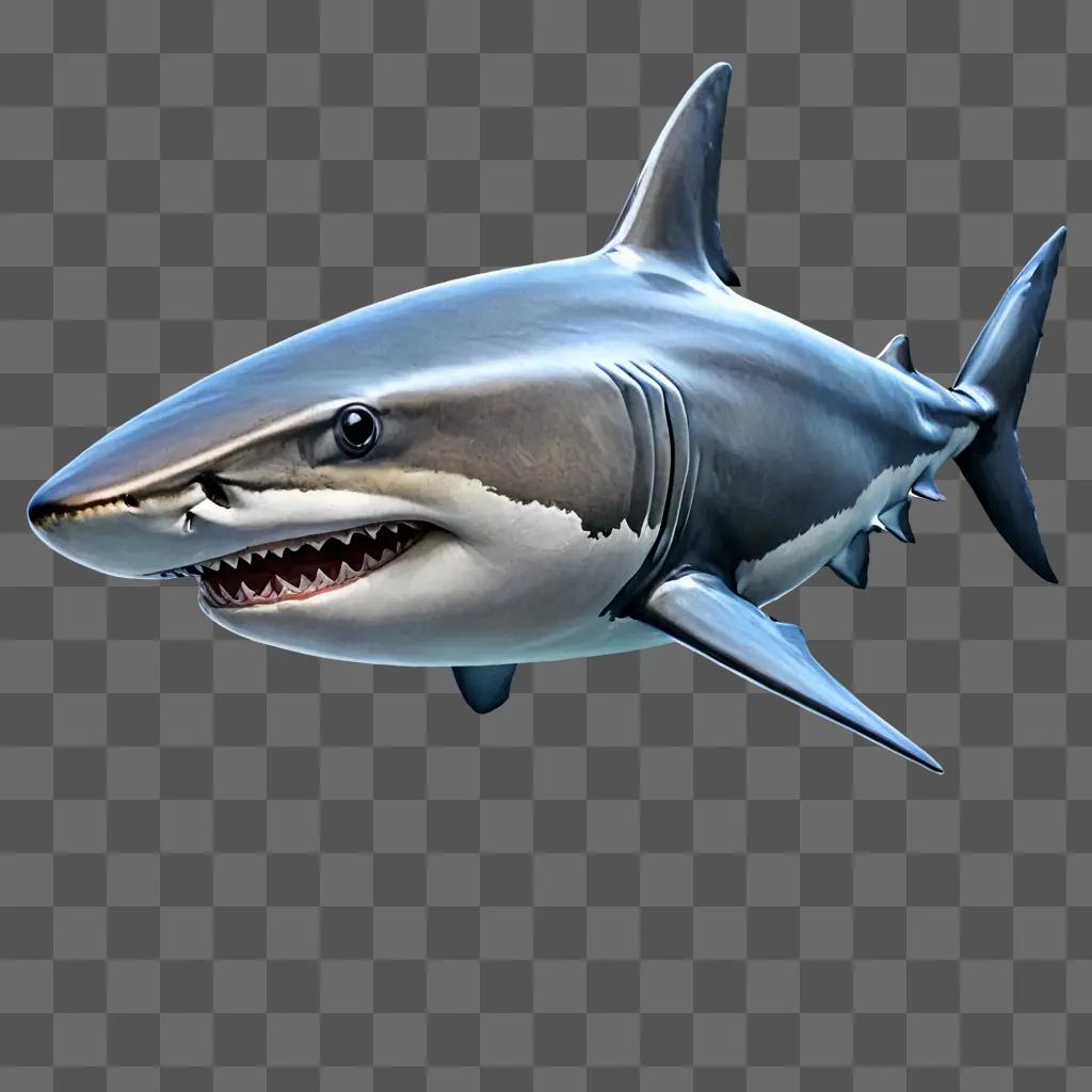 coy shark drawing A large grey shark with a white mouth